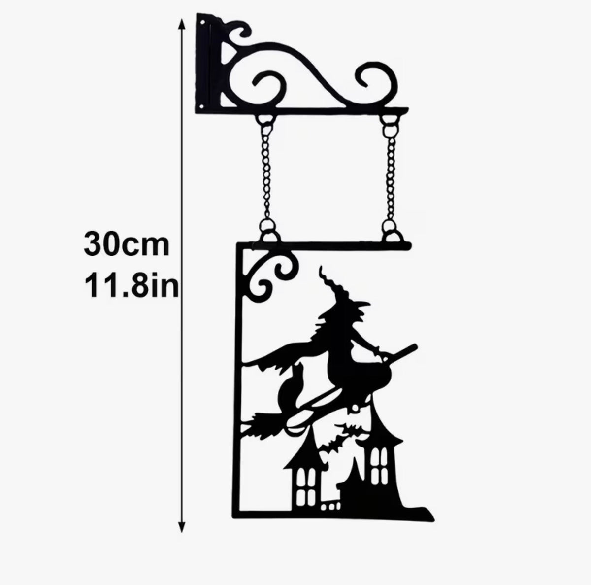 Flying Witch Hanging Sign – Complete with Bracket & Chains