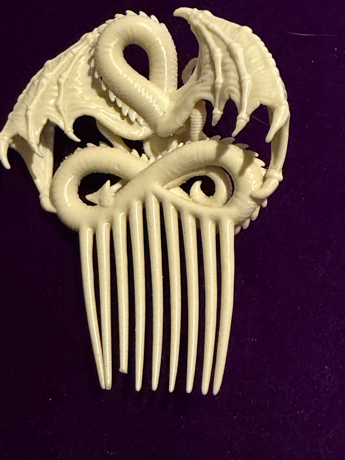 Gothic Ivory Winged Dragon Hair Comb