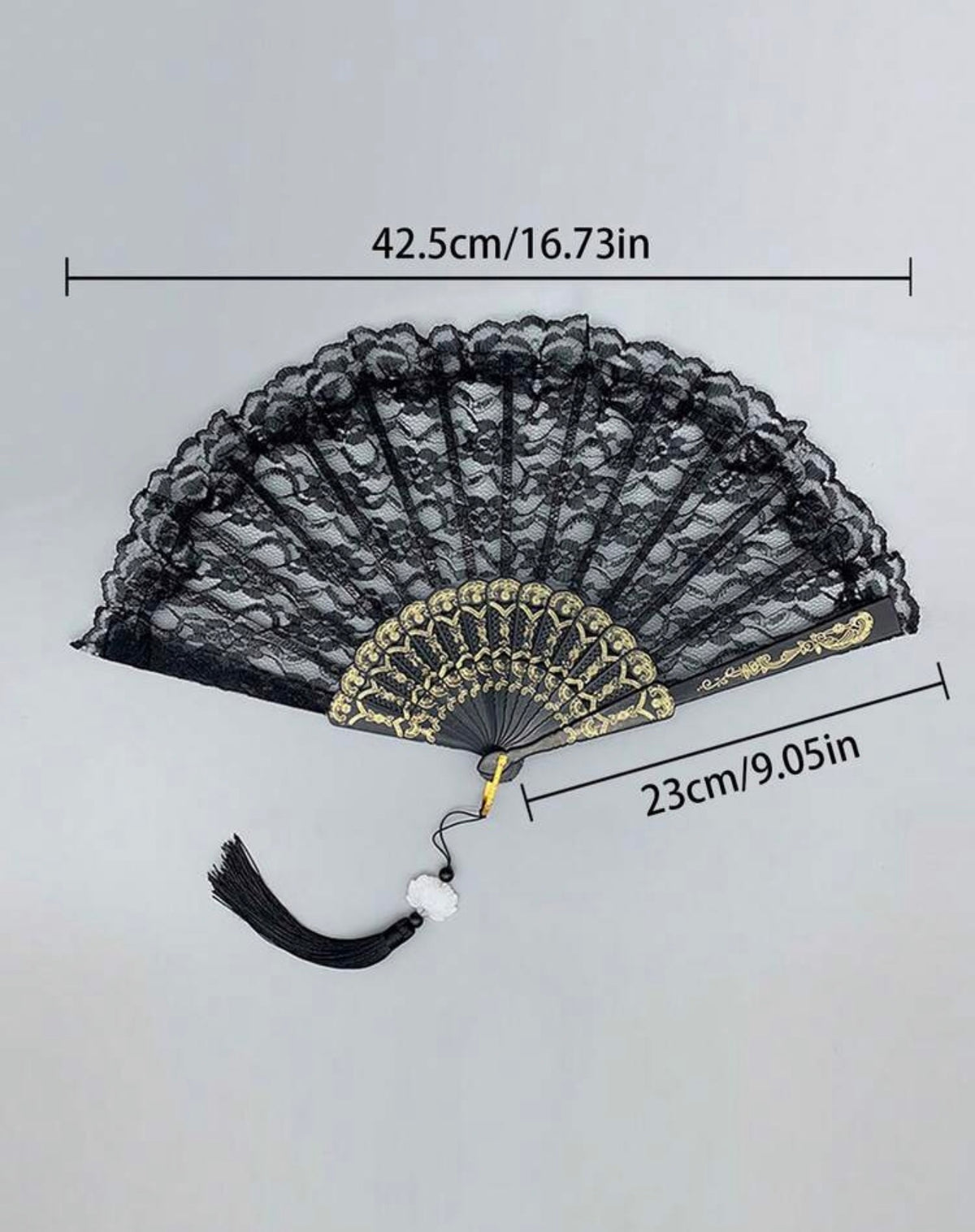 Black Gothic Lace Folding Fan