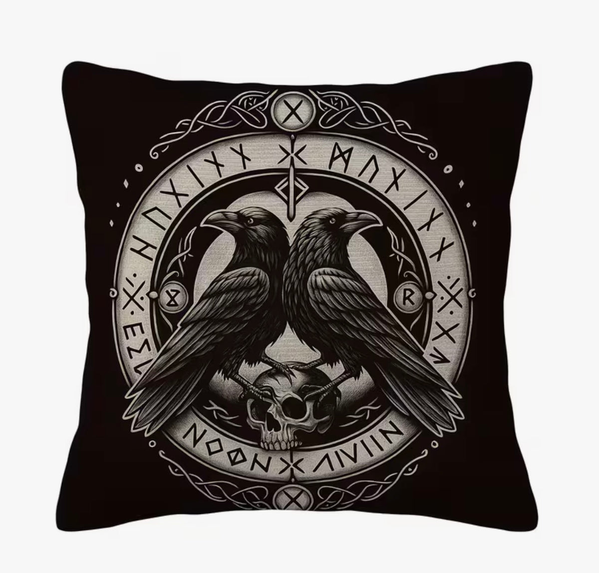 Huginn & Muninn – Odin’s Ravens Velvet Cushion Cover 45 × 45 cm
