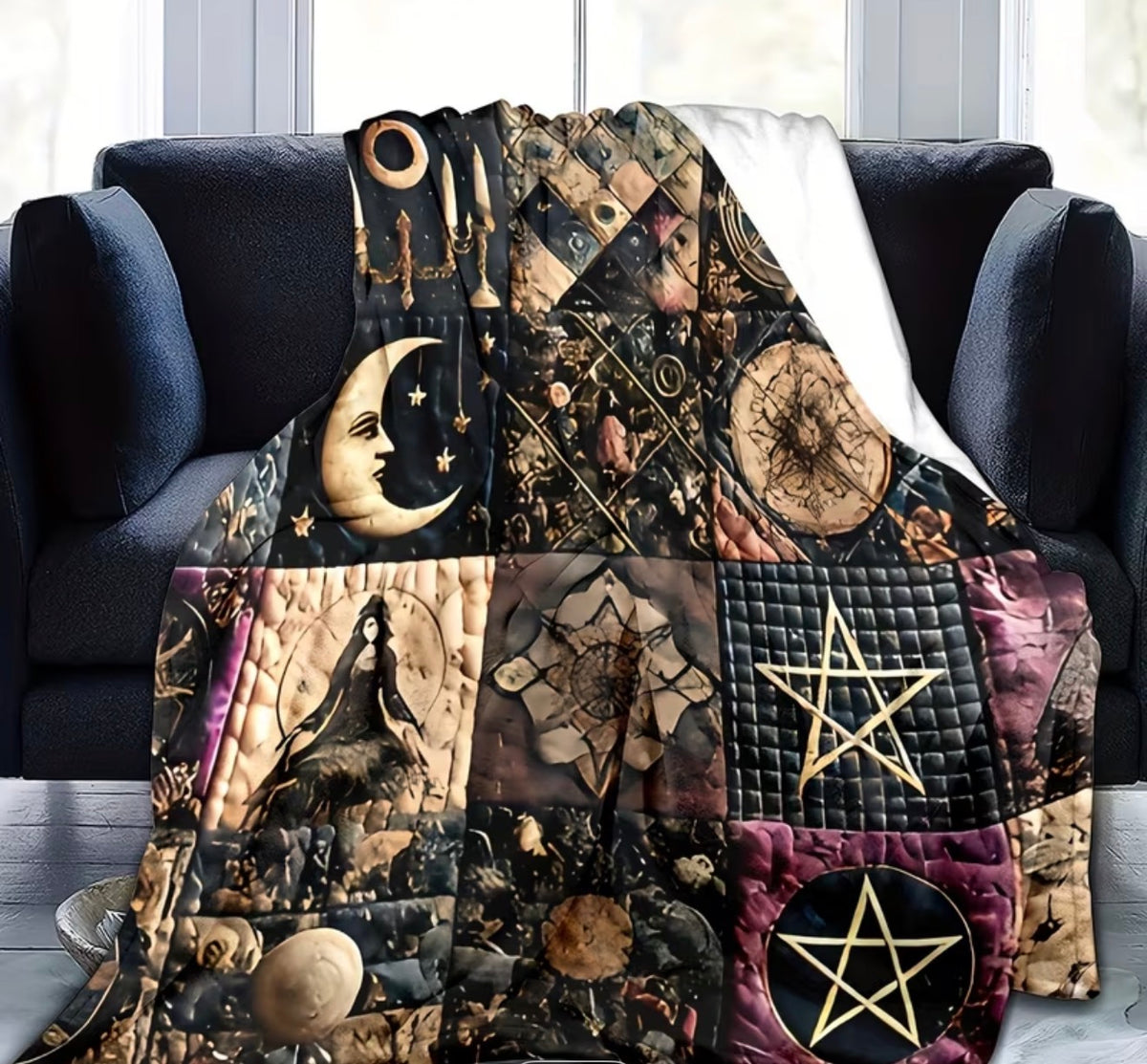 Witchcraft Patchwork-Style Fleecy Blanket