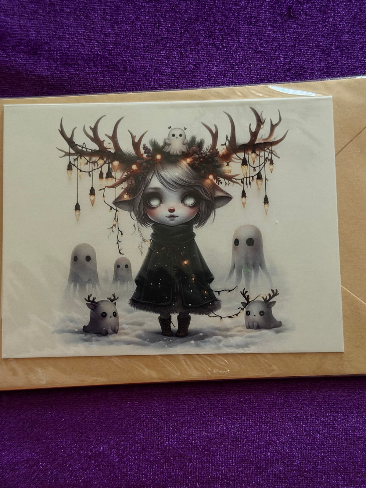 Ghostly Reindeer Yule Card