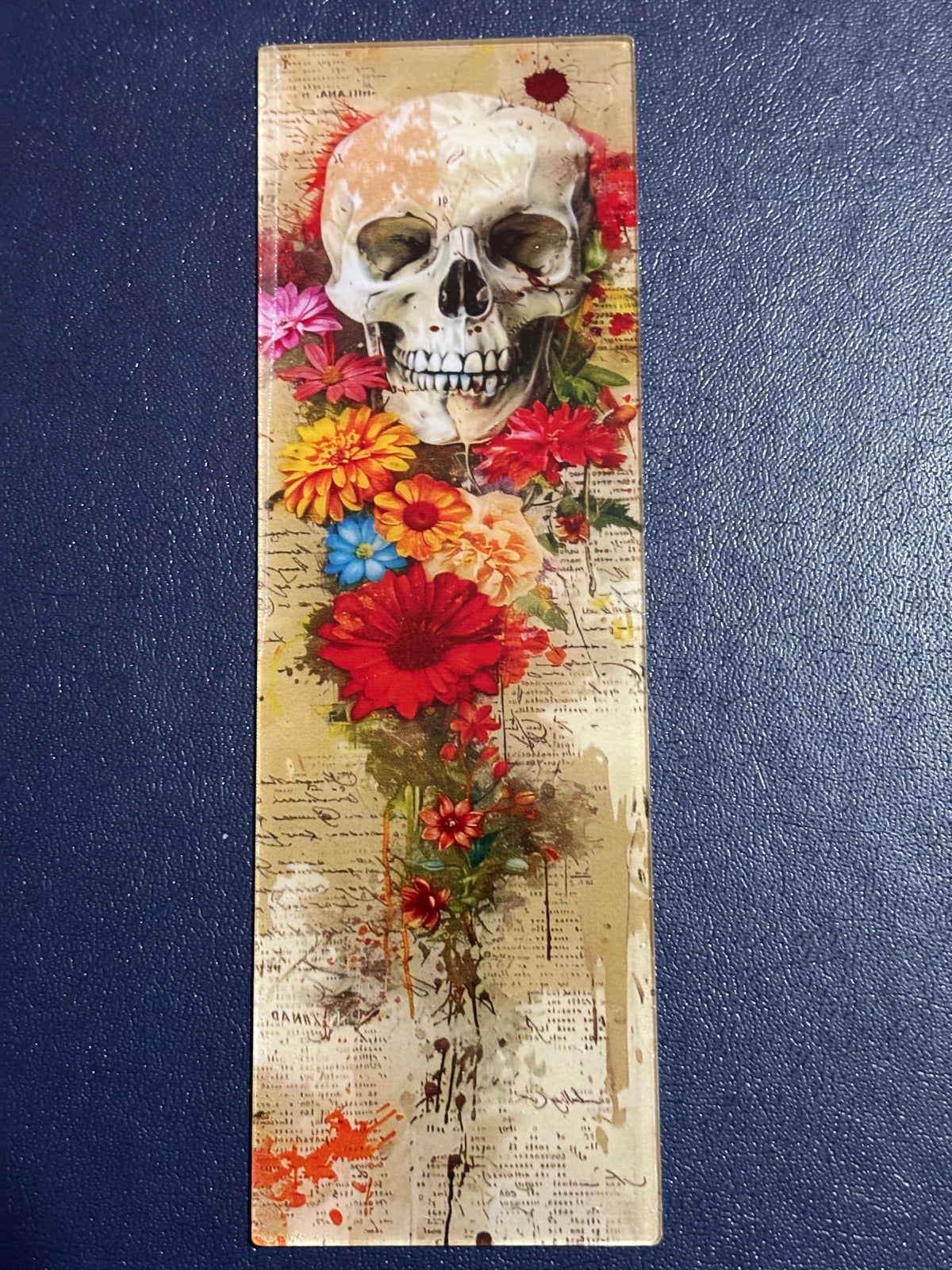 Skull & Flowers Acrylic Bookmark 3