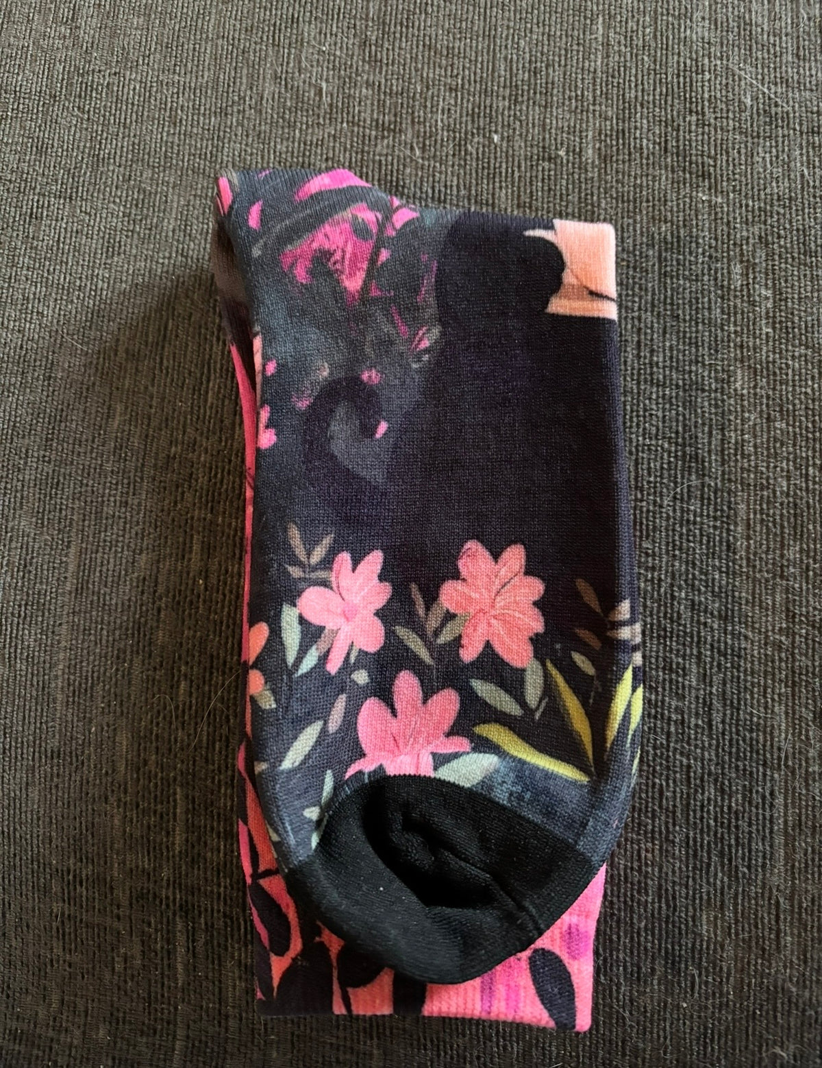 Black Cat & Pink Floral Ladies Socks