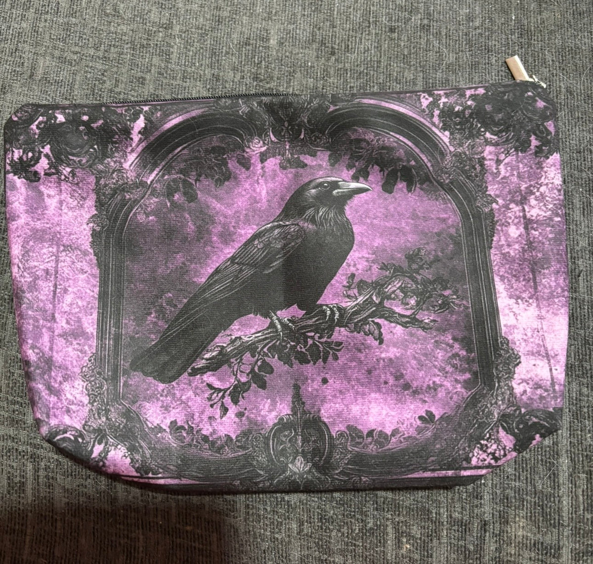 Gothic Raven Canvas Makeup Bag