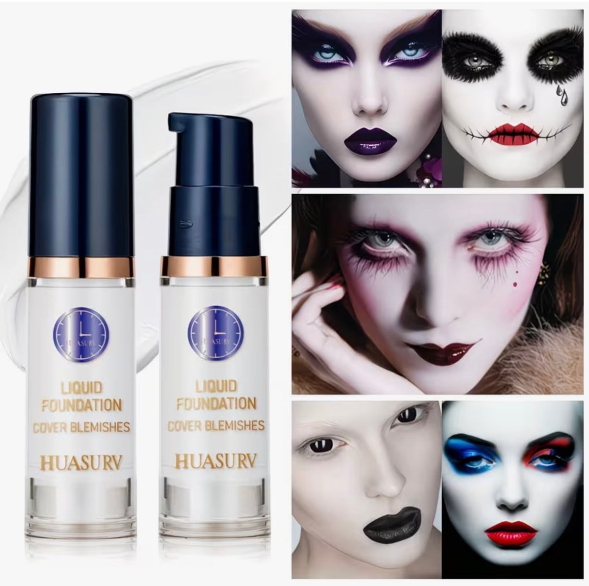 HUASURV White Liquid Foundation – Gothic & Cosplay Base