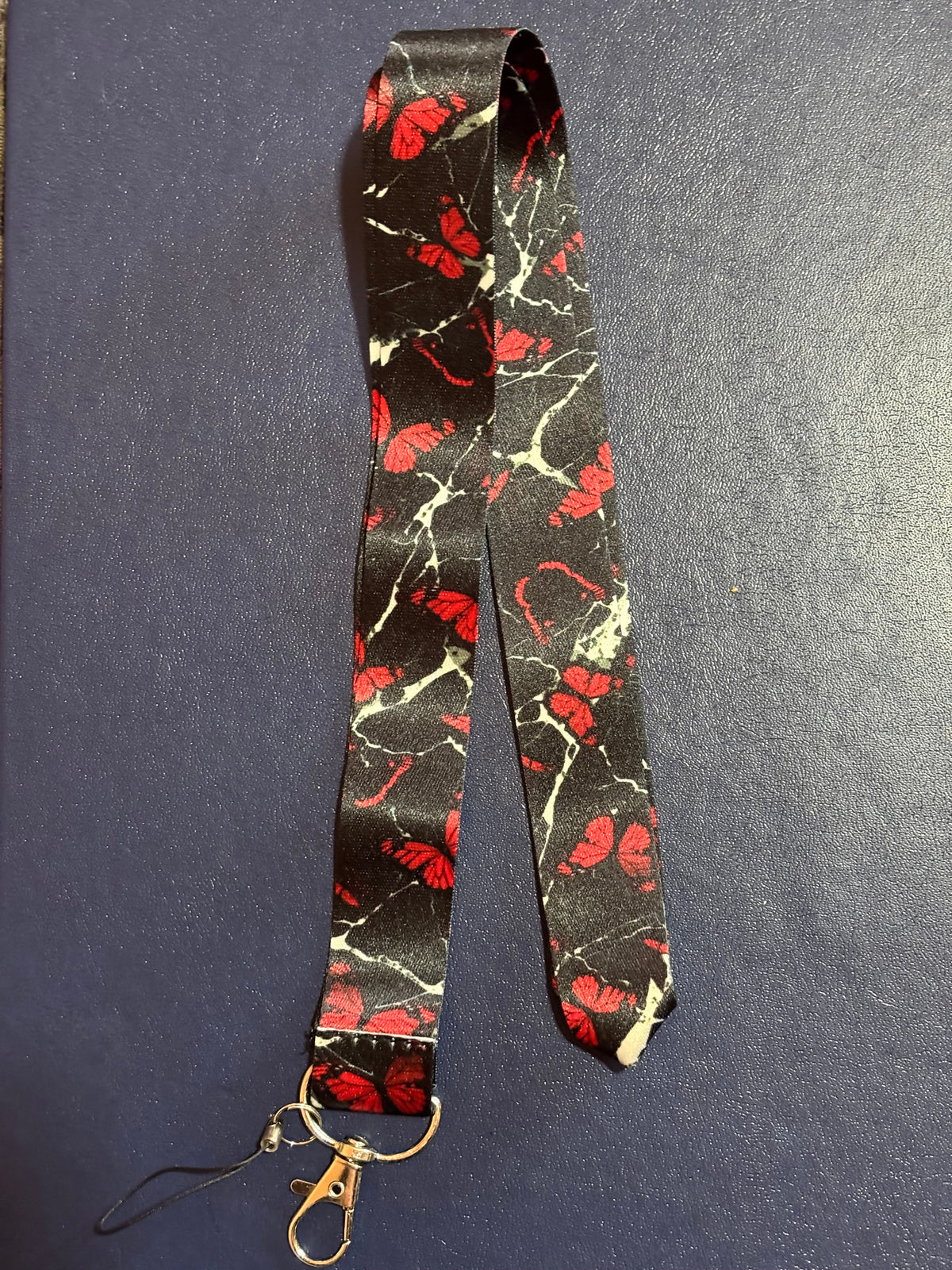 Red Butterflies Lanyard with Clip & Phone String