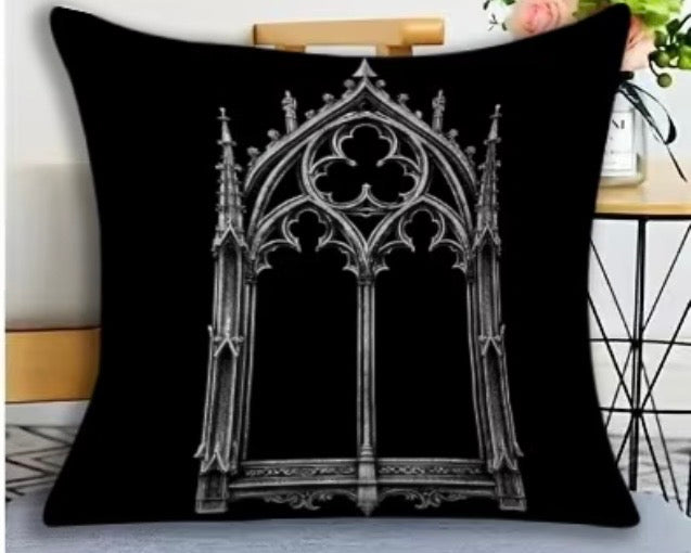 Gothic Cathedral Window Polyester Cushion Cover – 45 × 45cm