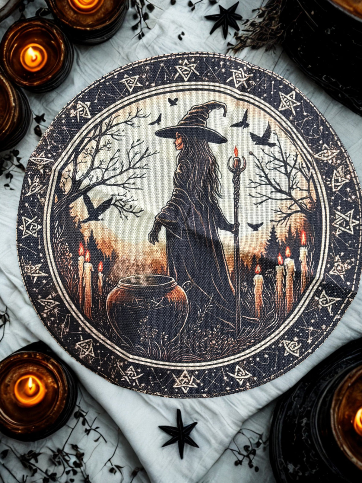 Moonlit Witch Round Placemats