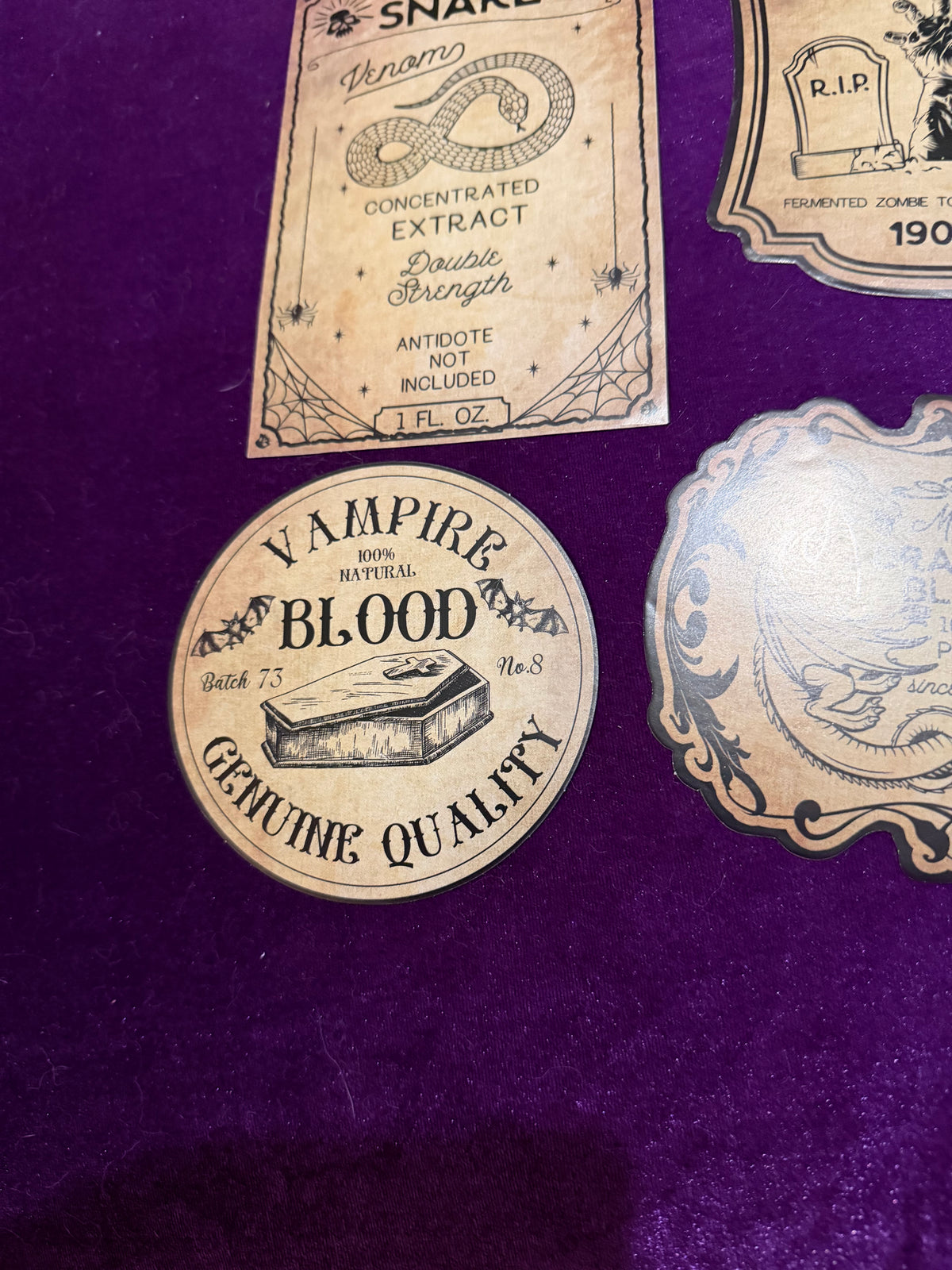 Large Vintage Gothic Wine Bottle Labels – Set of 5