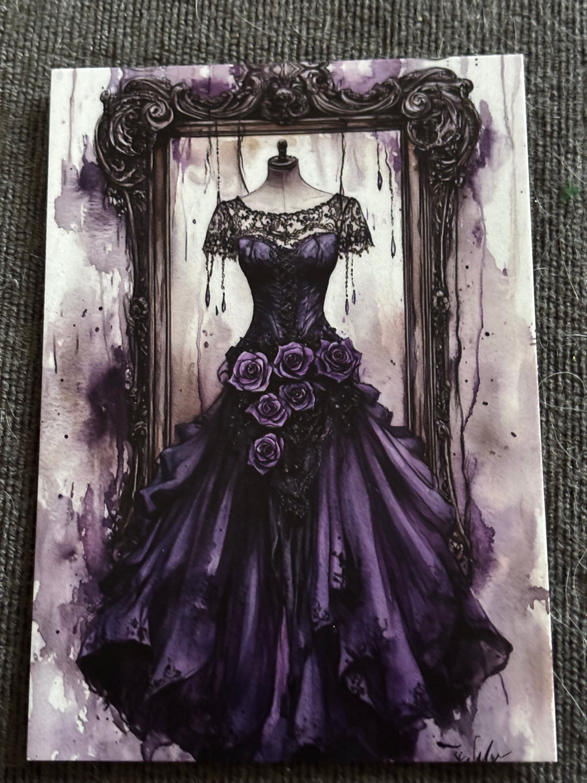 Gothic Purple Aesthetic A6 Postcard Set – Dark Romantic & Witchy Art Cards (Set of 4)