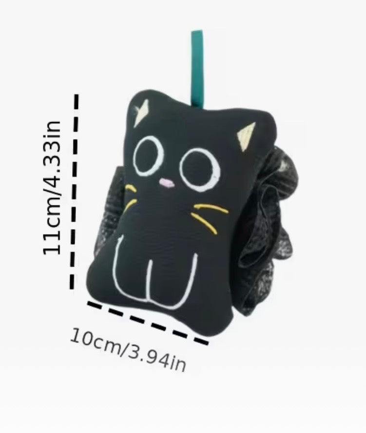 Black Cat Two-in-One Bath Sponge and Scrubber