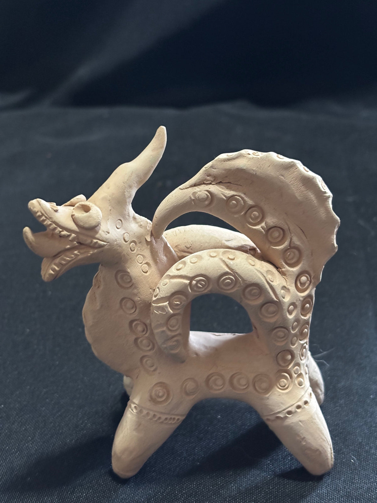 Handmade Vintage Uzbek Handmade Clay Dragon Figurine