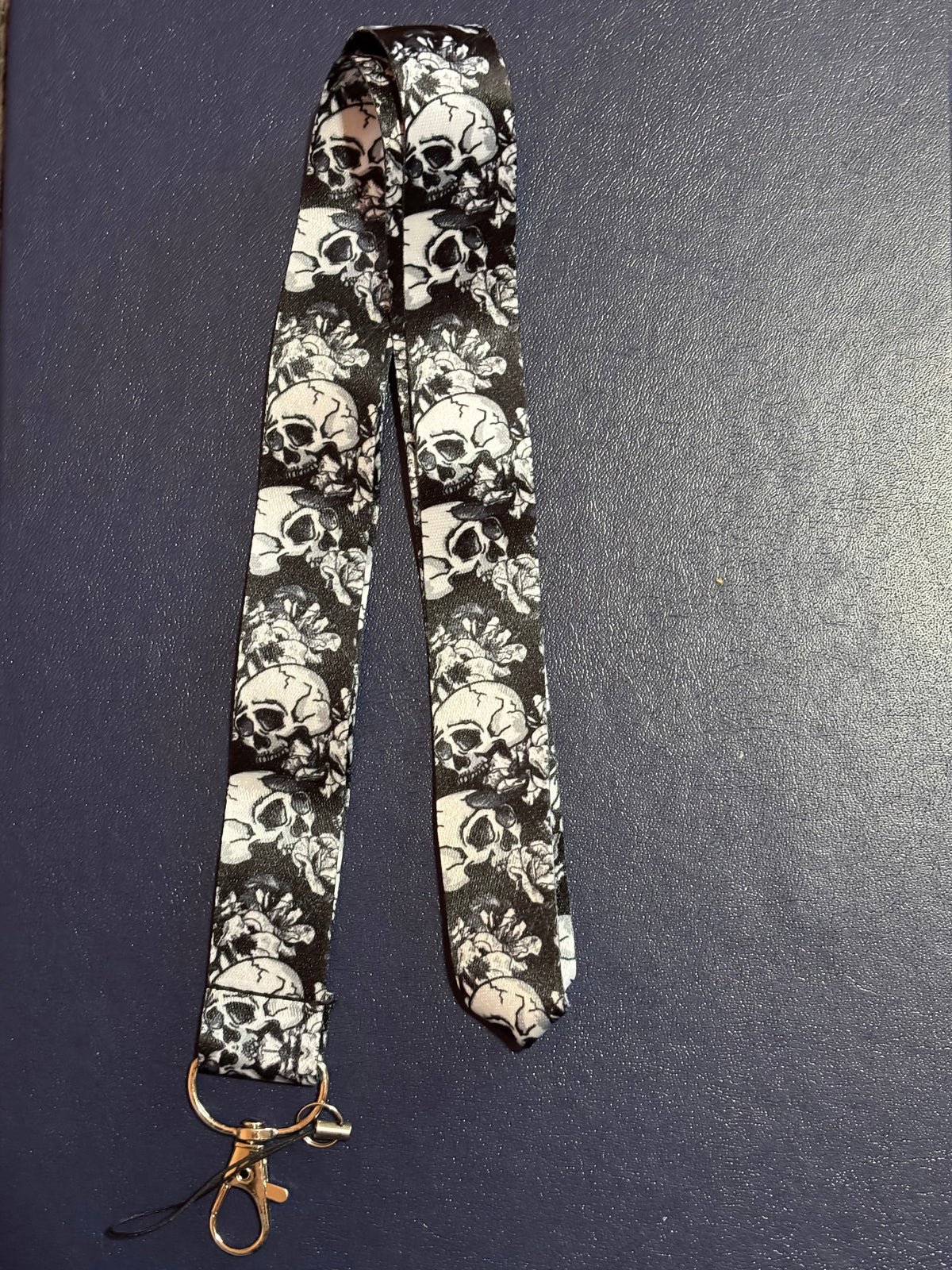 Skulls & Roses Gothic Lanyard with Clip & Phone String