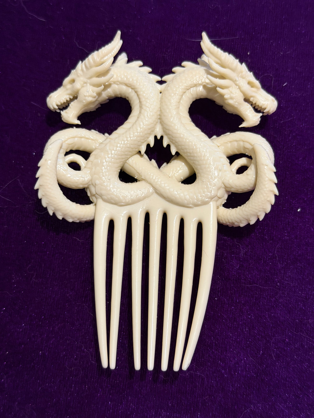 Gothic Double Ivory Dragon Hair Comb