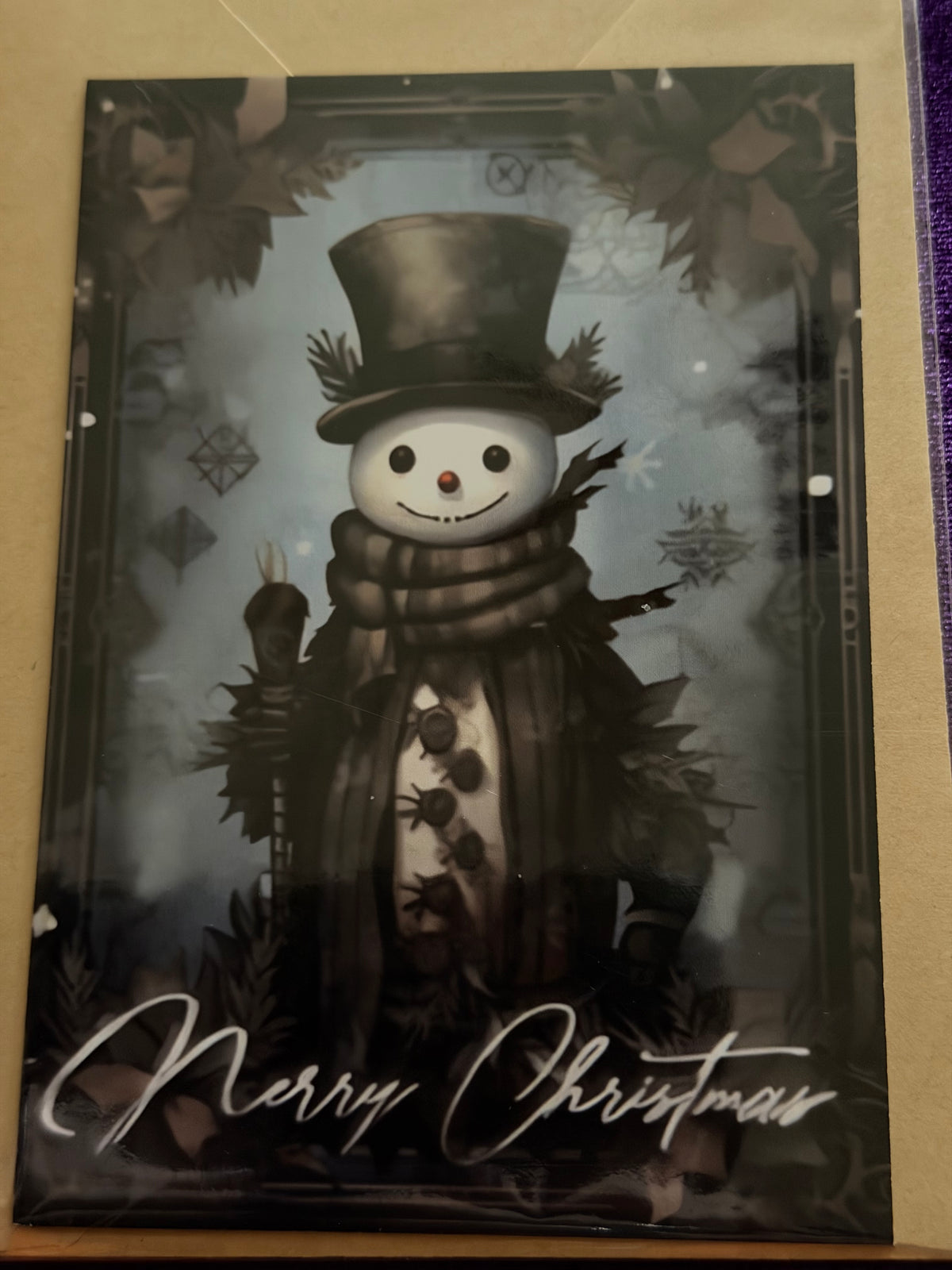 Happy Gothic Snowman Christmas Card
