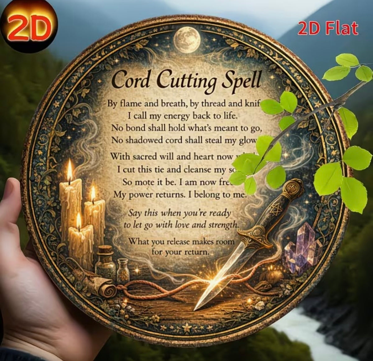 Cord Cutting Spell Round Metal Sign