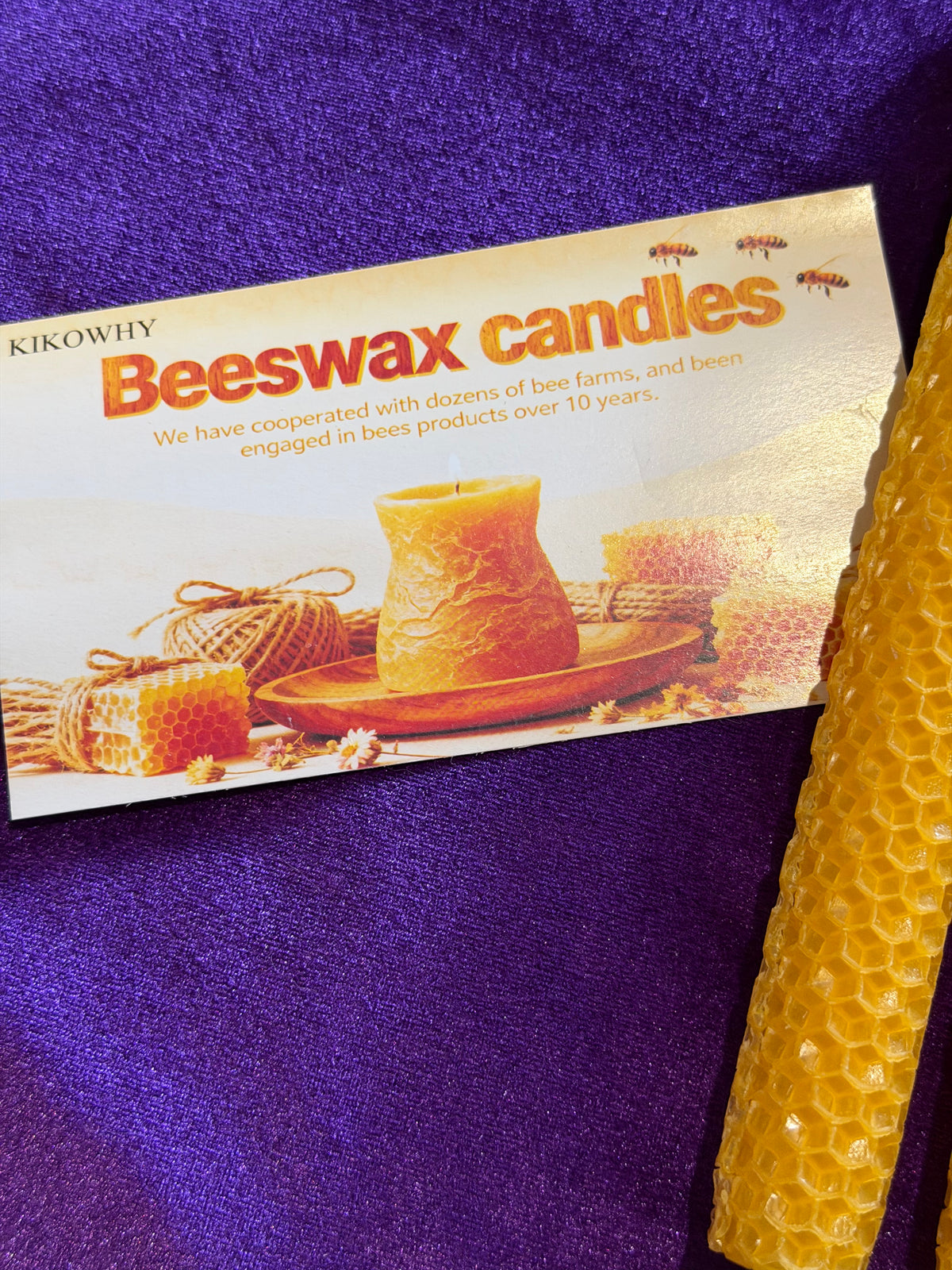 Hand-Rolled Beeswax Honeycomb Taper Candles – Pair