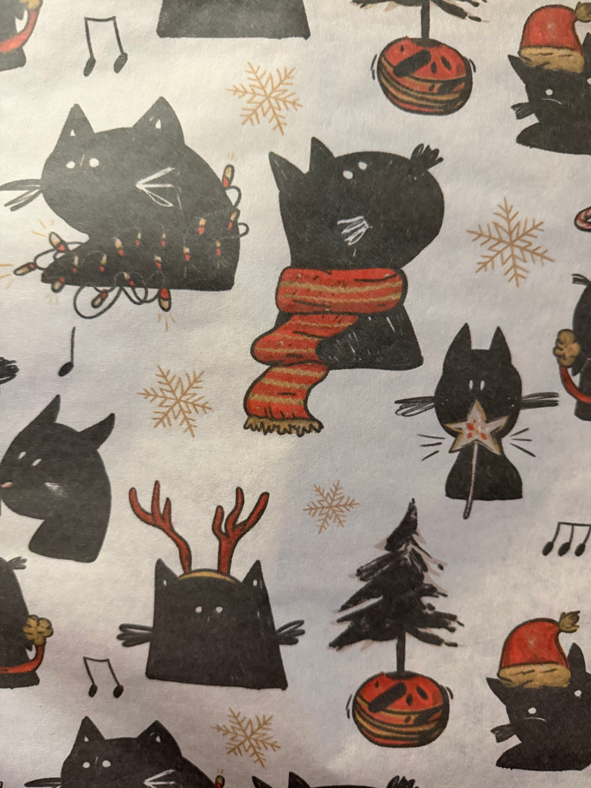 Festive Black Cats Wrapping Paper — 5 Metre Roll