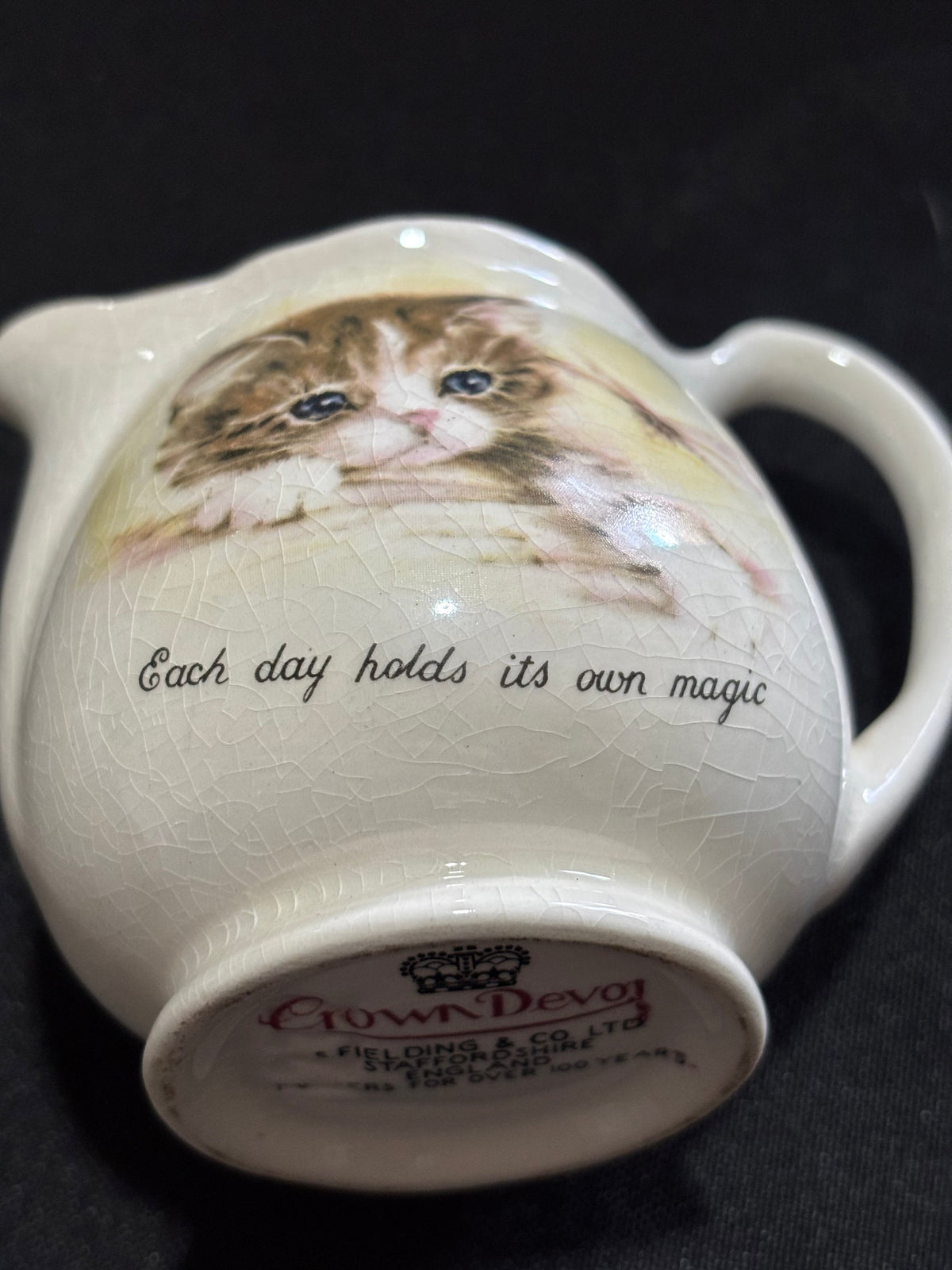 Vintage Crown Devon Kitten Cream Jug – “Each Day Holds Its Own Magic”