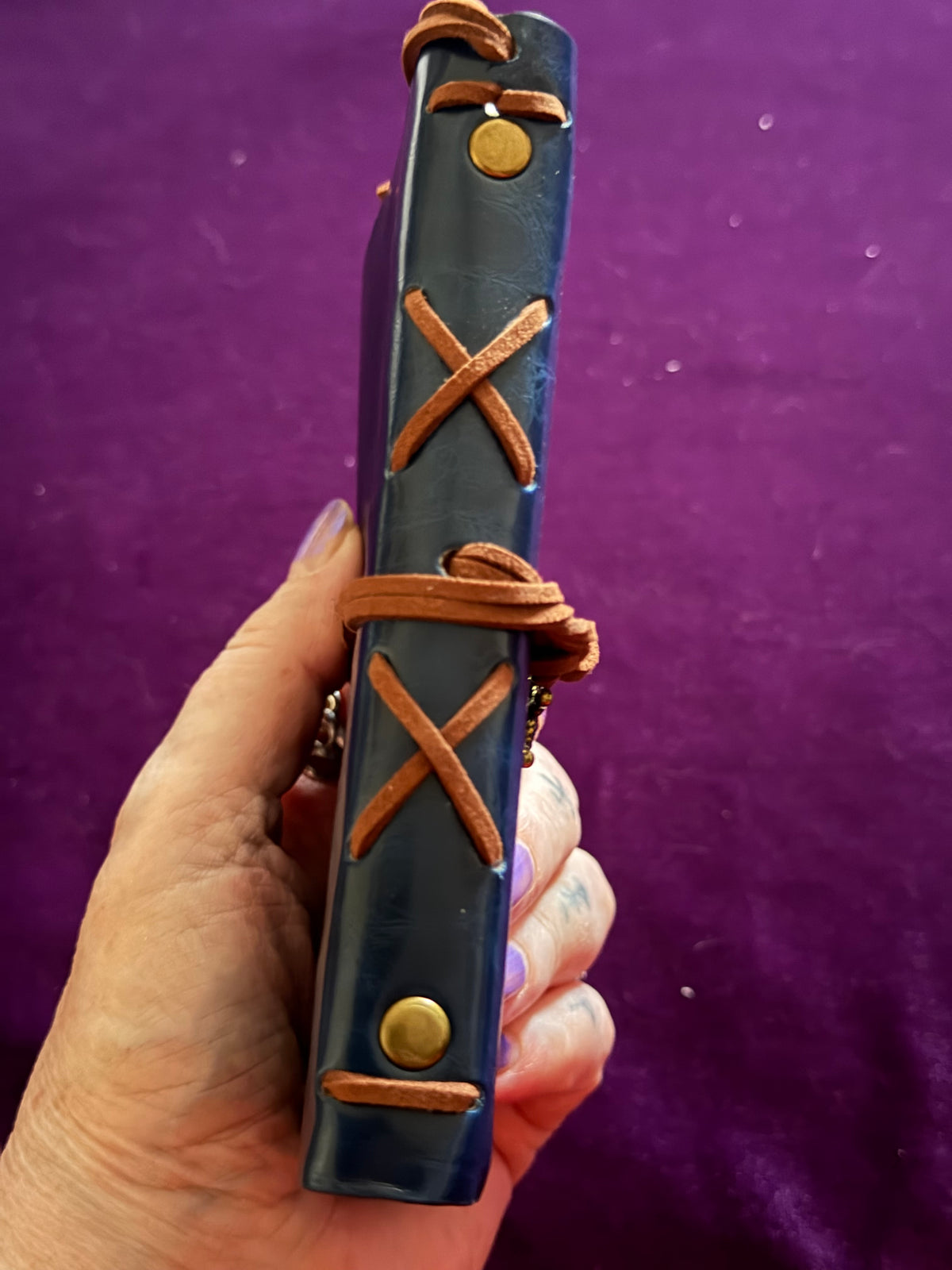 Blue Leather Compass Journal – Blank Kraft Pages