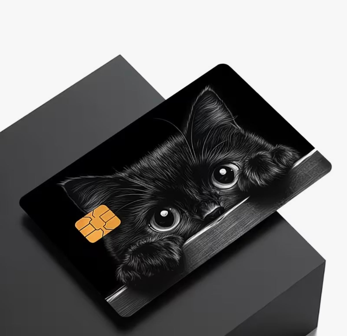 Peeking Black Cat Bank Card Skin