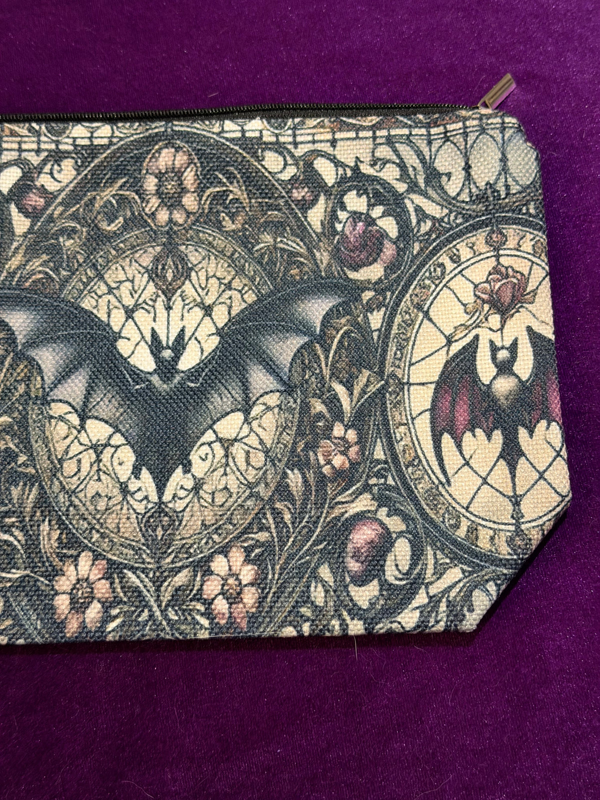 Gothic Bat Canvas Makeup Bag