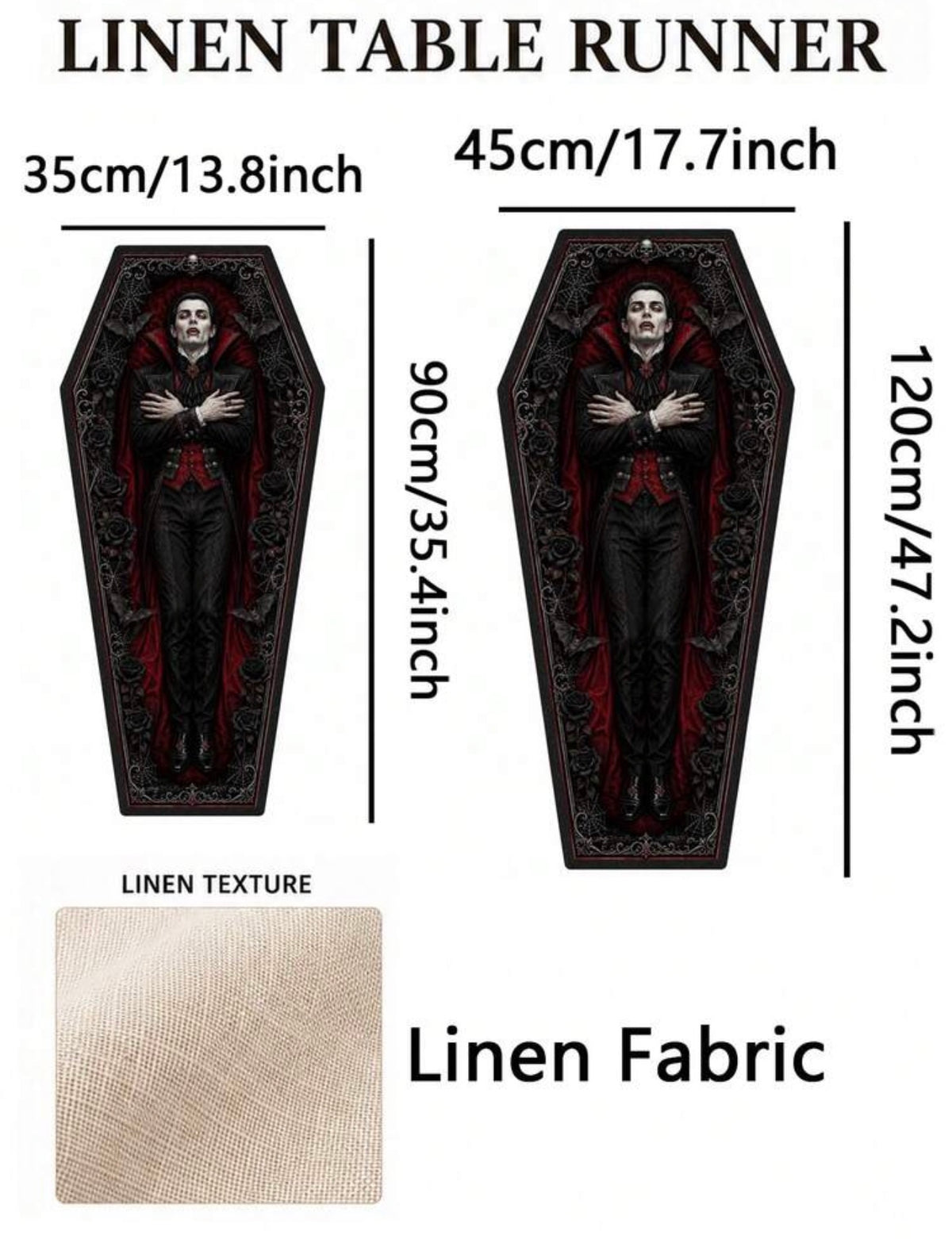 Gothic Vampire Coffin Table Runner