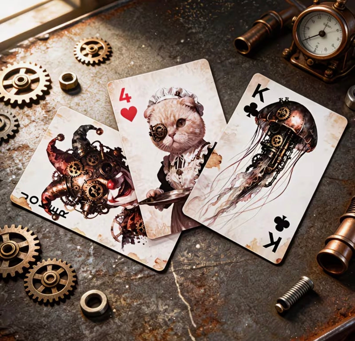 Steampunk Menagerie Playing Cards