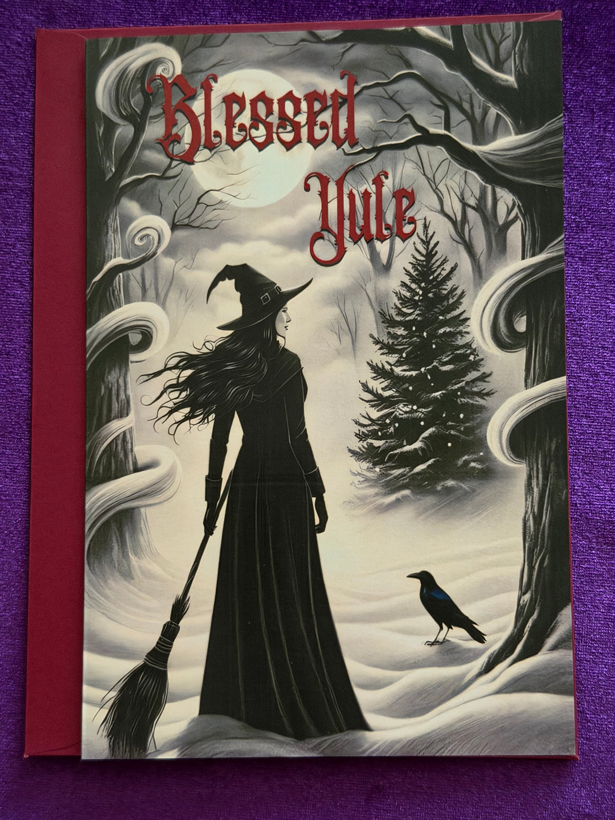 Large Blessed Yule Gothic Christmas Card