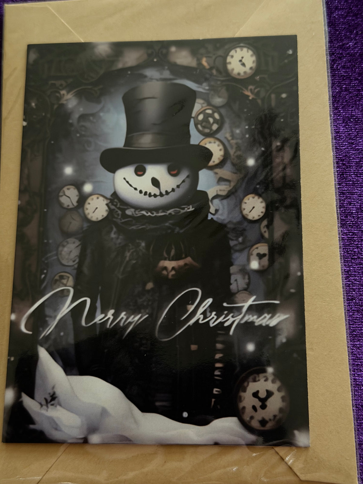 Gothic Snowman Christmas Card
