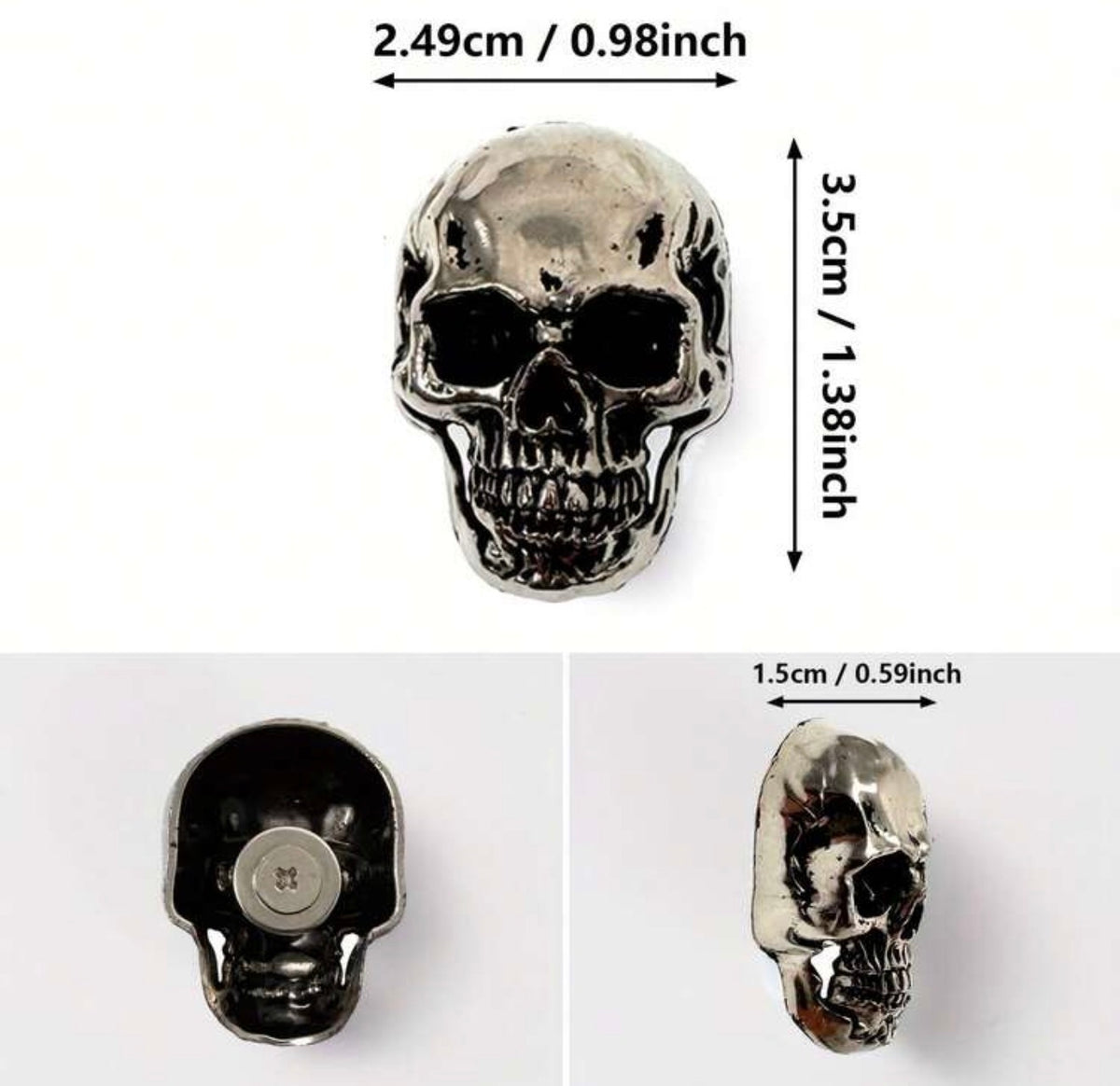 Silver Skull Metal Fridge Magnet