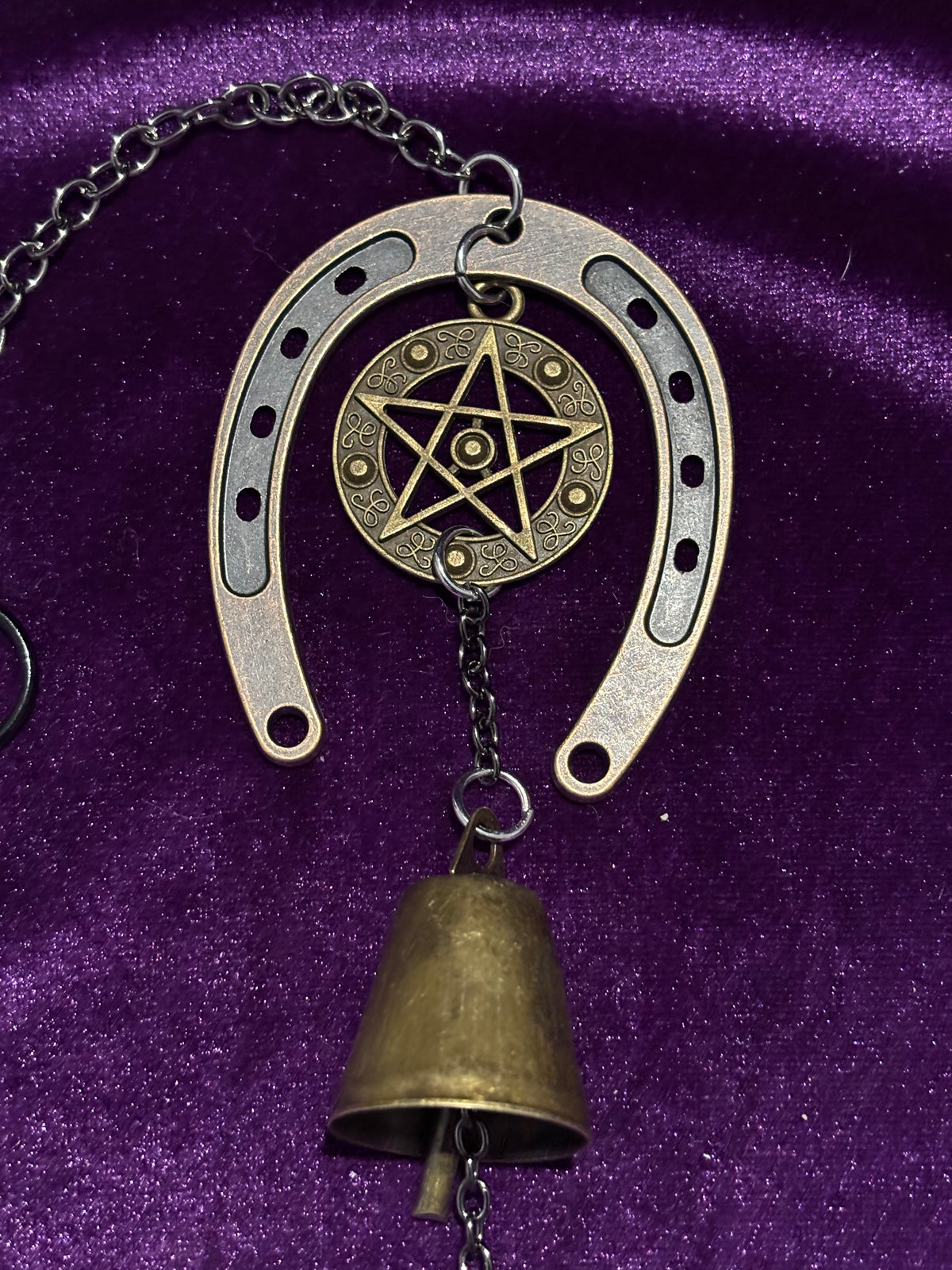 Pentacle Horseshoe Bell Wind Chime