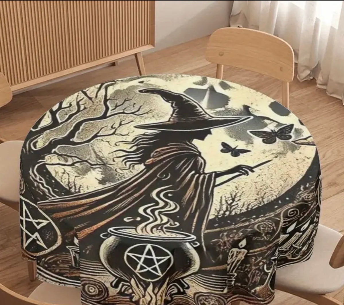 Witch’s Moon Round Tablecloth