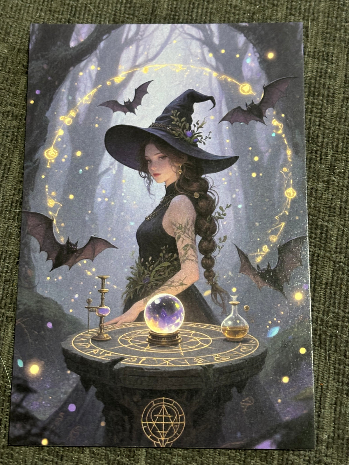 Witch & Familiar A6 Postcard Set – Gothic Fantasy Art Prints – Magical Forest Witch Cards (Set of 4)