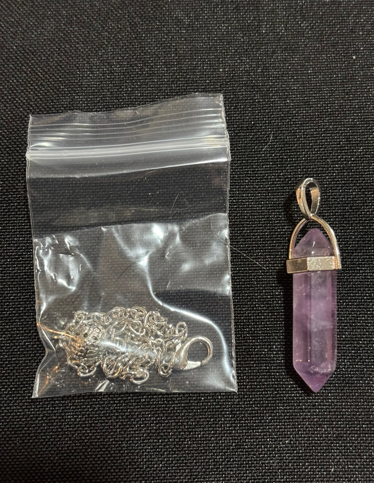 Amethyst Double Point Dowsing Pendulum with Silver-Tone Chain
