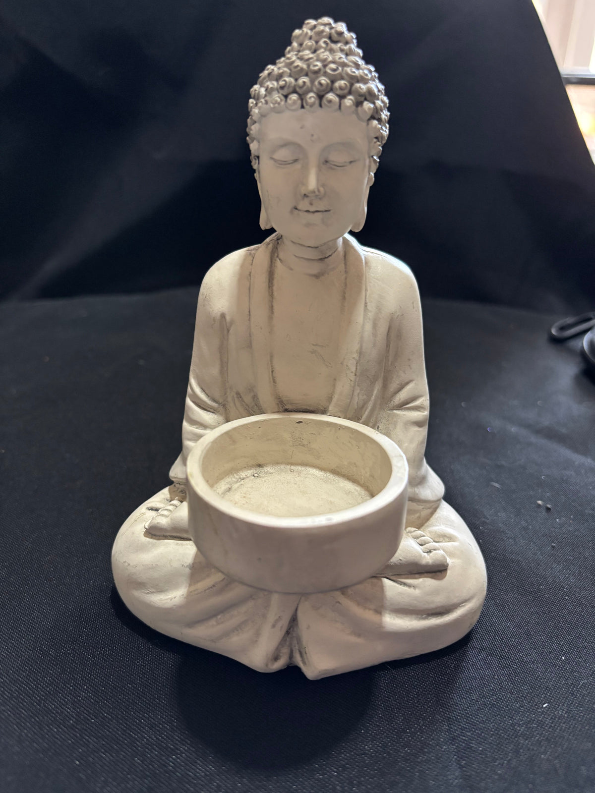Stone-Effect Seated Buddha Tealight Holder