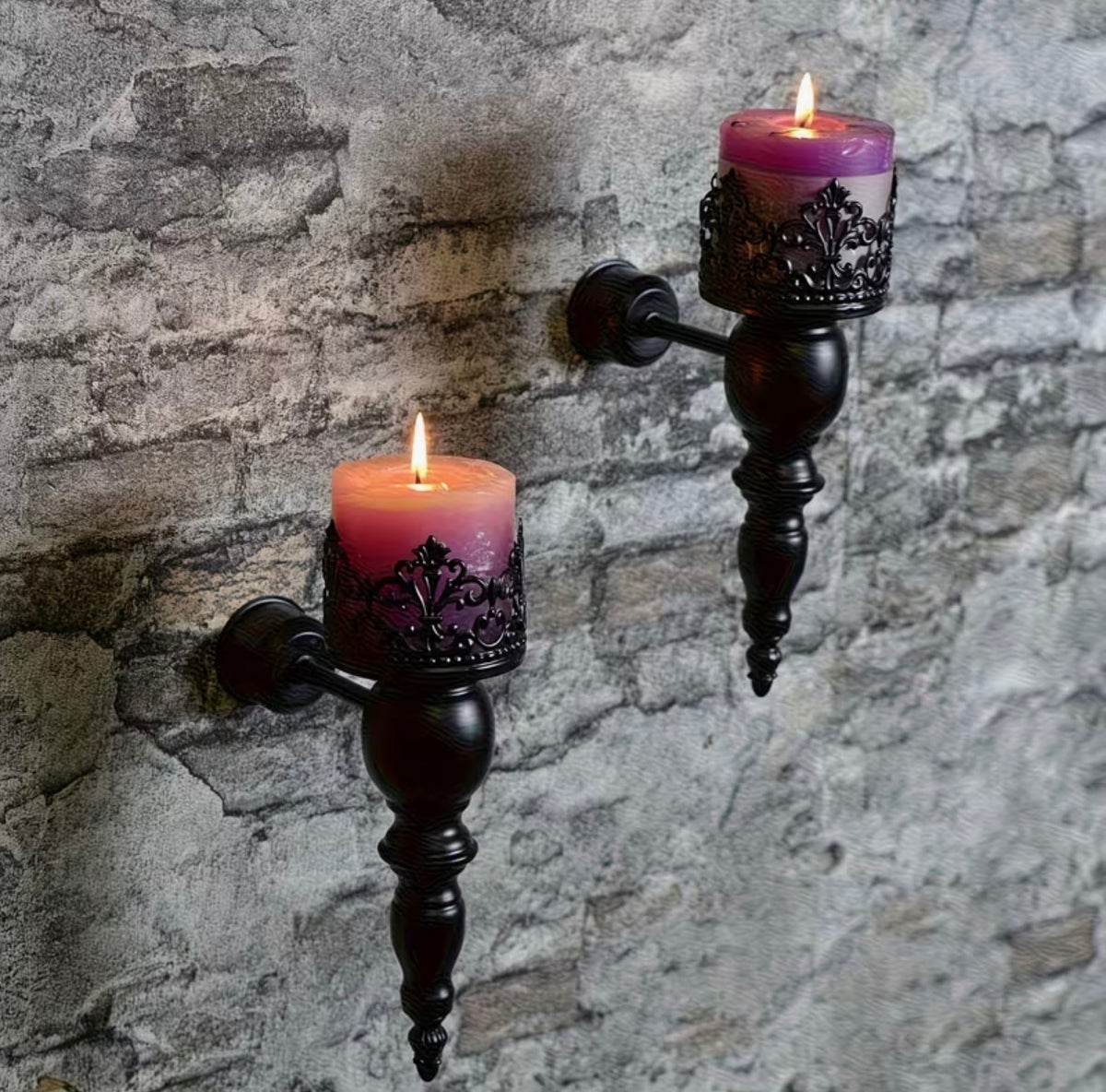 The Midnight Crown – Gothic Wall Candle Sconces – Pair