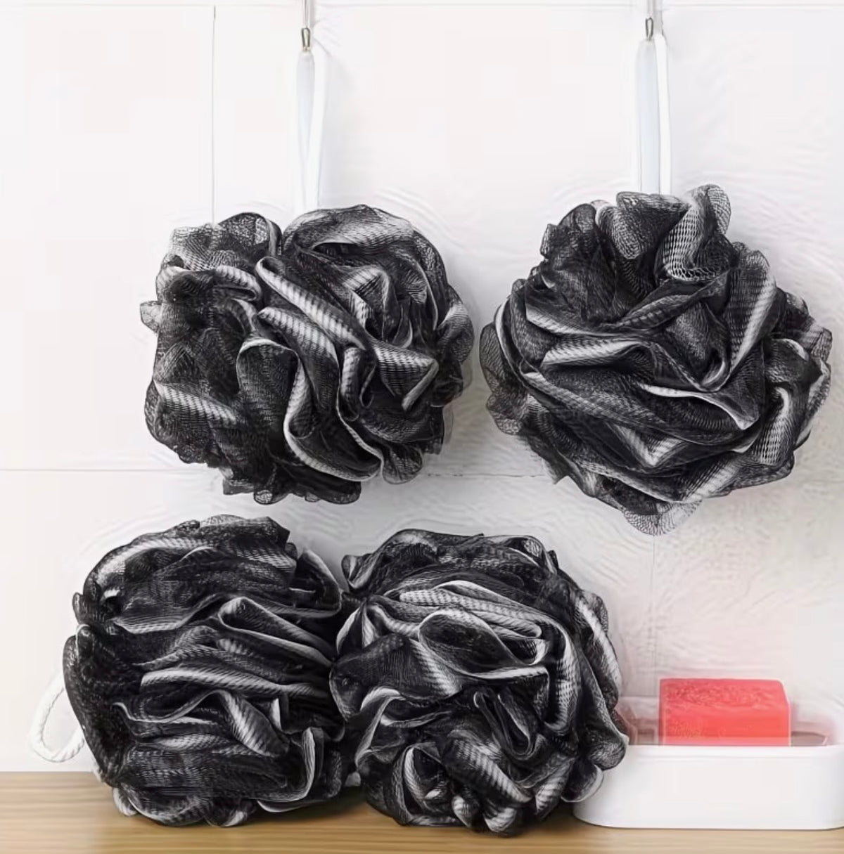 Black and Silver Exfoliating Bath Scrunchie