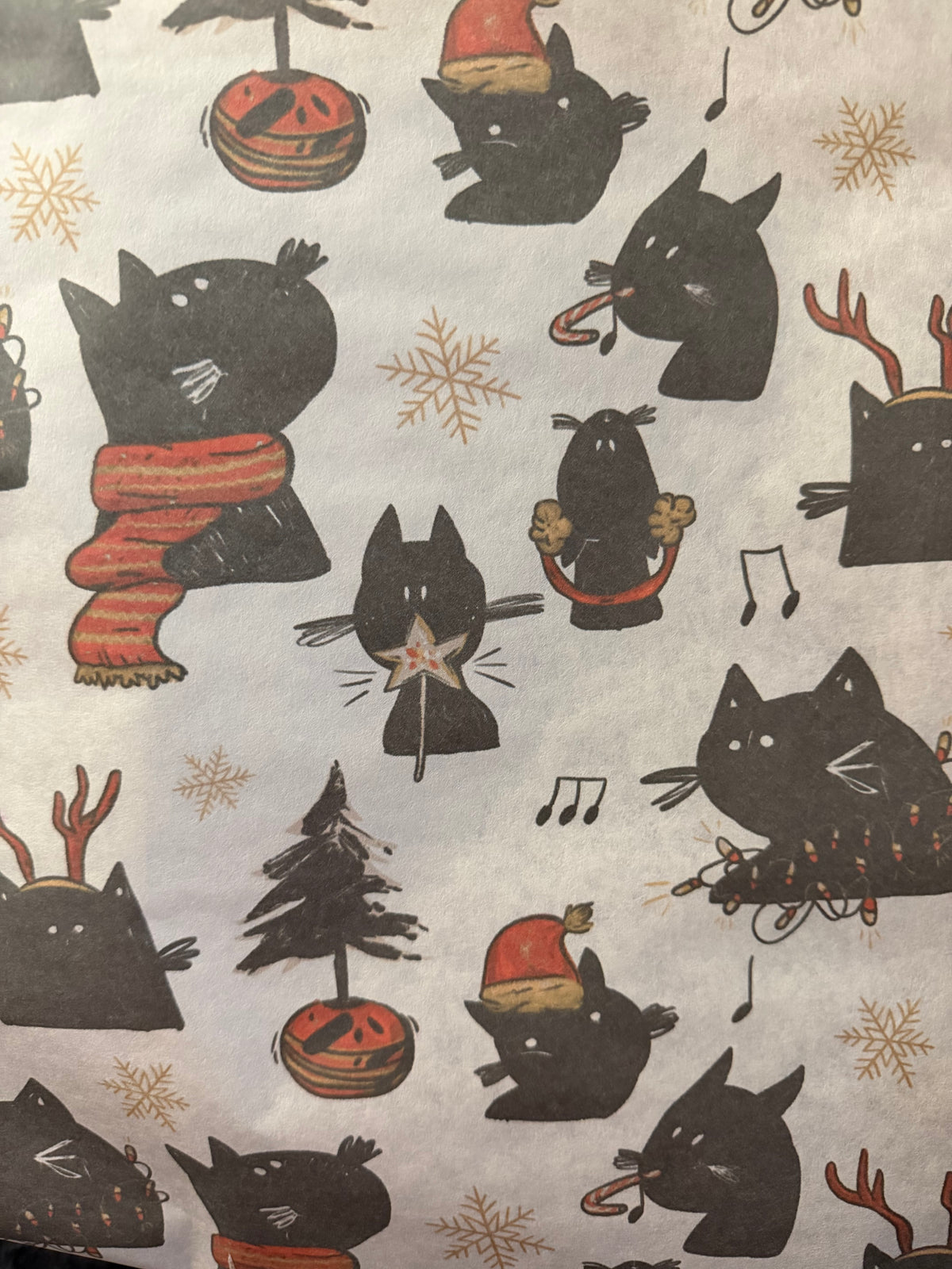 Festive Black Cats Wrapping Paper — 5 Metre Roll