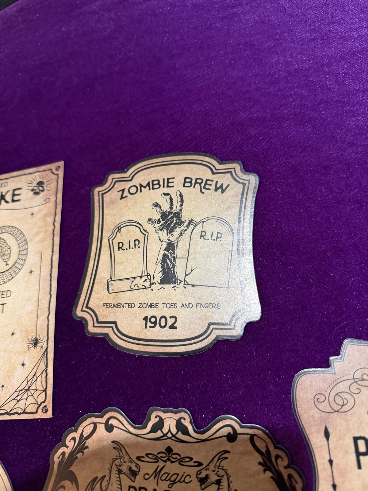 Large Vintage Gothic Wine Bottle Labels – Set of 5