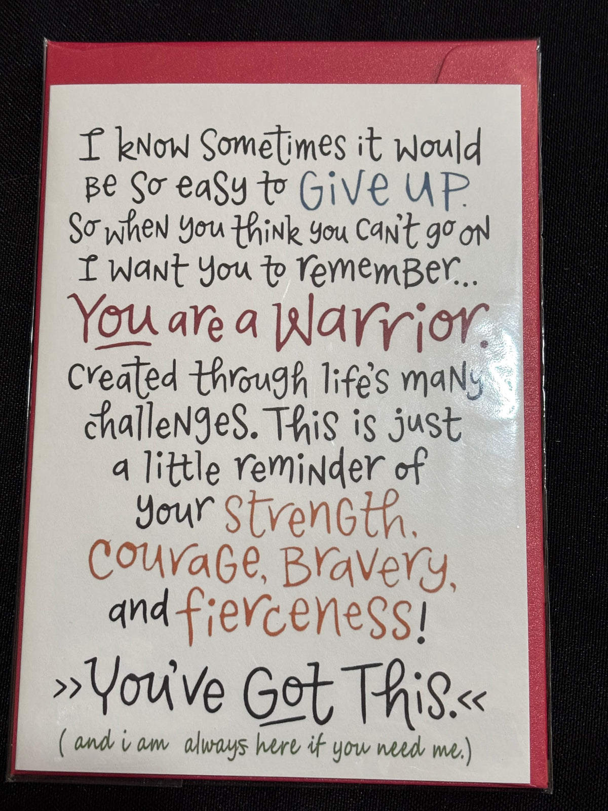 YOU ARE A WARRIOR – INSPIRATIONAL SUPPORT CARD