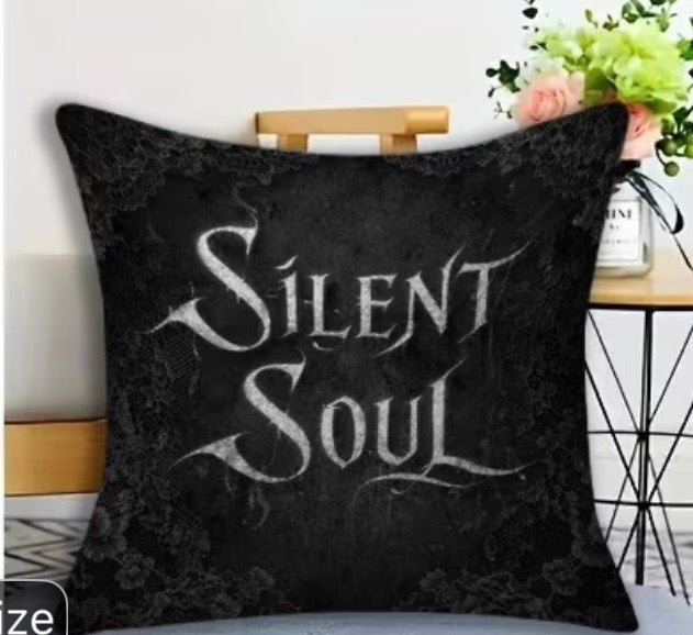 Silent Soul Gothic Polyester Cushion Cover – 45 × 45cm