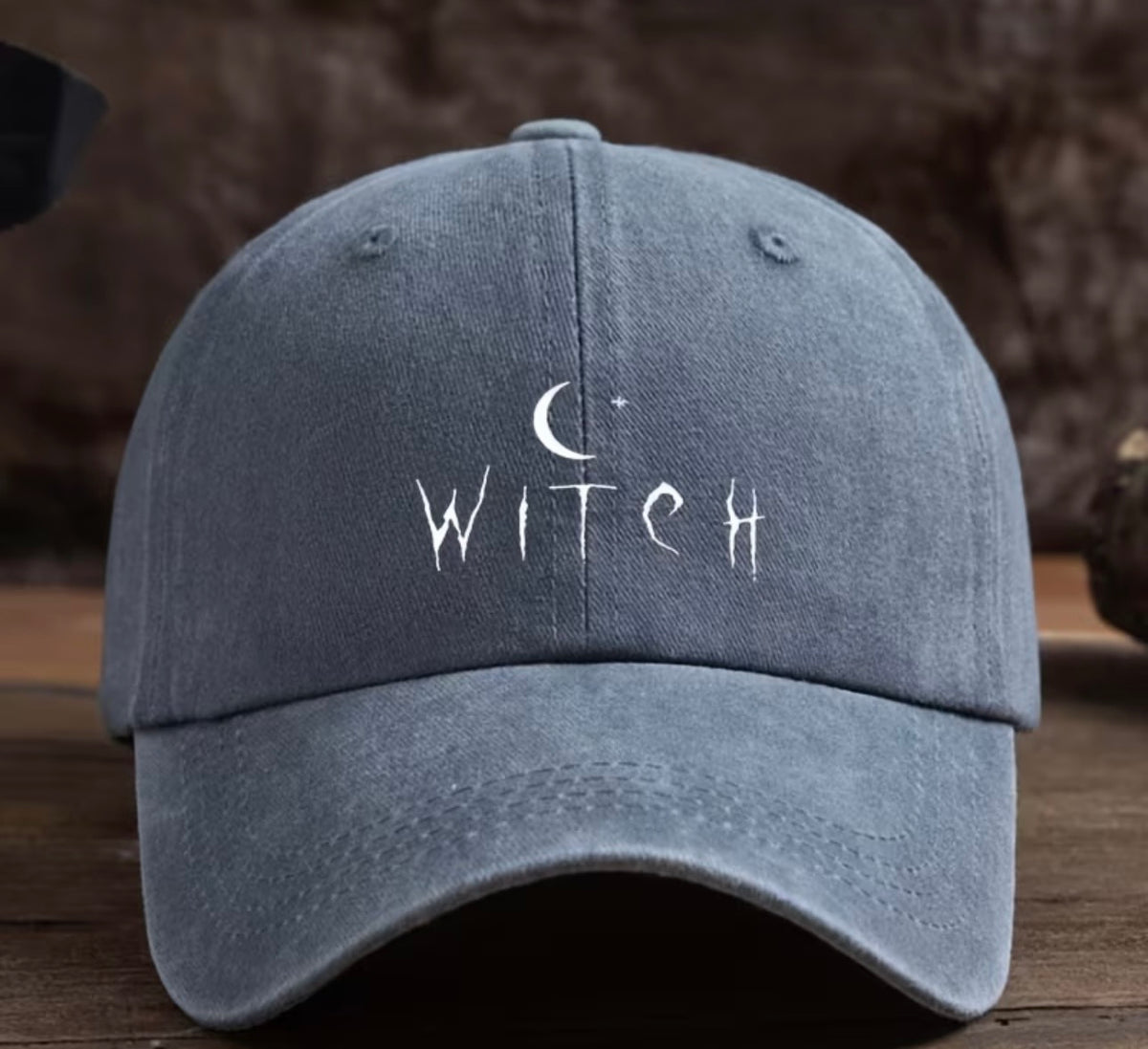 Grey Witch Crescent Moon Unisex Adjustable Baseball Cap