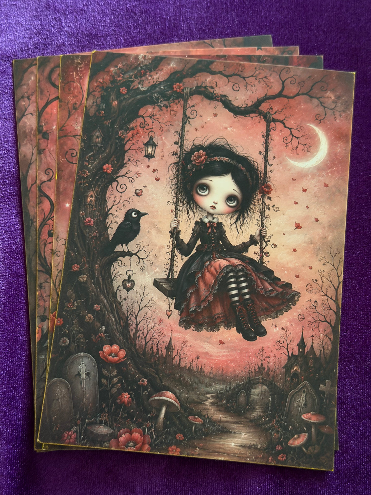 Crimson Moon Mini Art Prints – Set 4