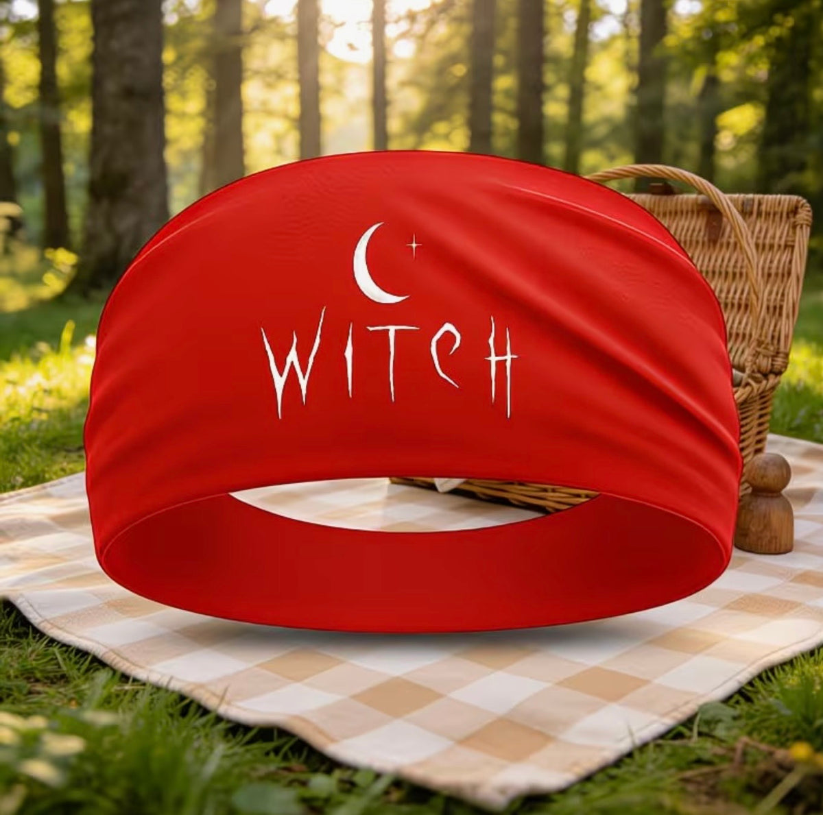 Witch Crescent Moon Headband – Red