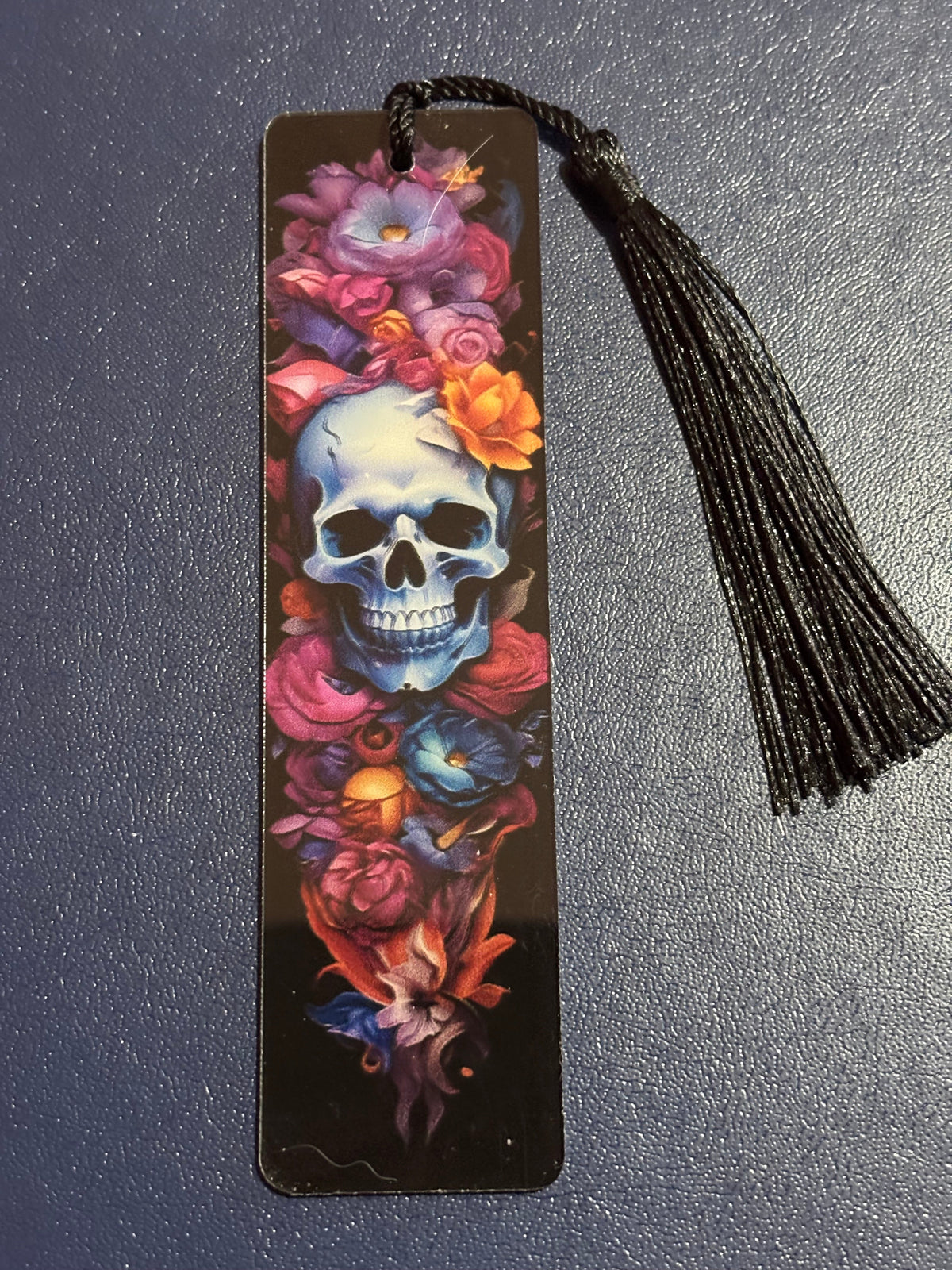 Skulls & Roses Acrylic Bookmark with Silk Tassel