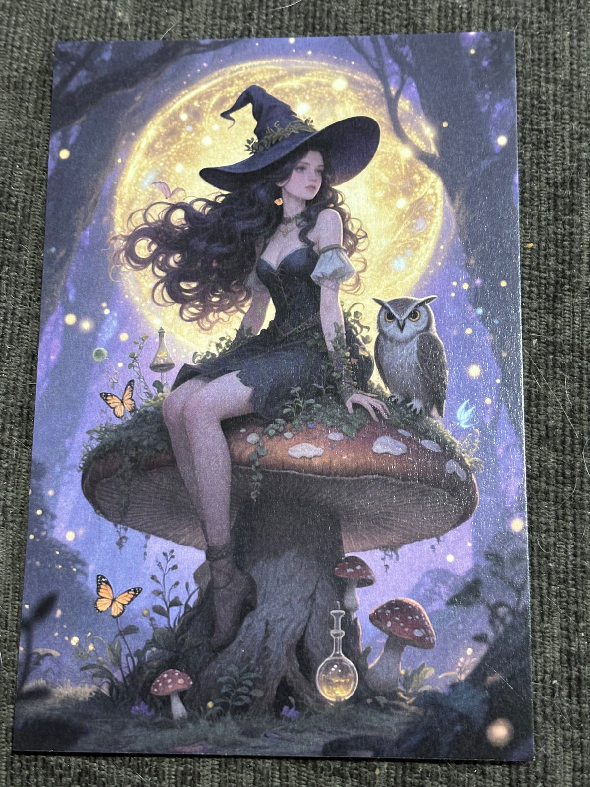 Witch & Familiar A6 Postcard Set – Gothic Fantasy Art Prints – Magical Forest Witch Cards (Set of 4)