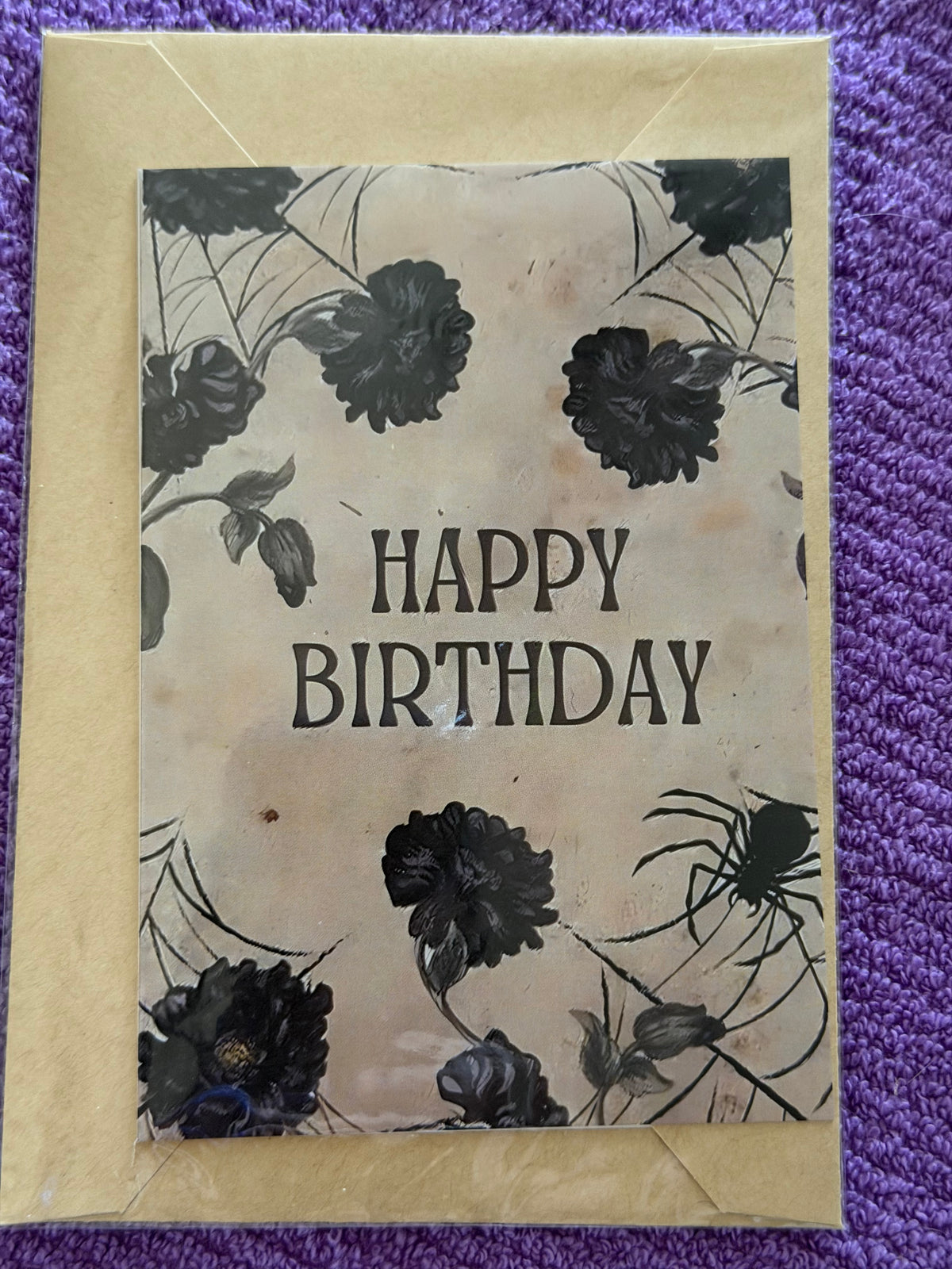 Black Roses & Spider Gothic Birthday Card