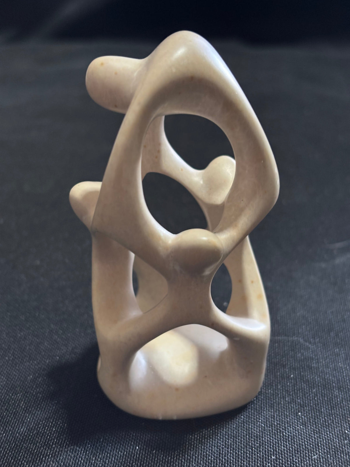 Small Vintage Carved Soapstone Family Sculpture